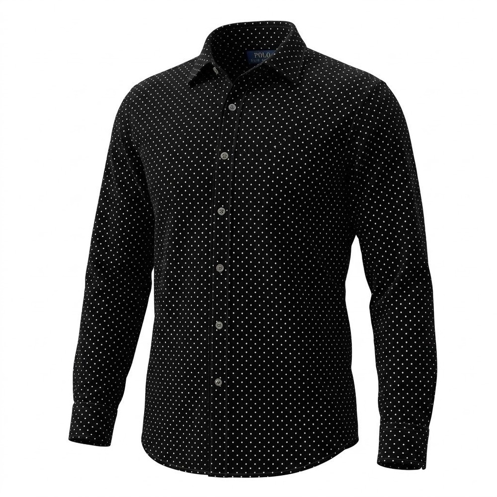 Polo Ralph Lauren Mens XL Black Corduroy Polka Dot Long Sleeve Button Down Shirt
